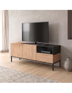 Έπιπλο τηλεόρασης Cailin Megapap χρώμα sepet oak - black wood 140x41,8x55εκ.