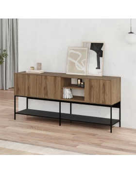 Μπουφές Amira Megapap χρώμα καρυδί Ud - black wood 180x40x80εκ.