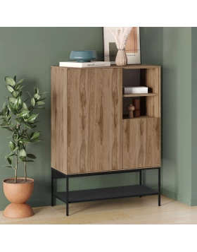 Μπουφές Amira Megapap χρώμα καρυδί Ud - black wood 90x40x125εκ.