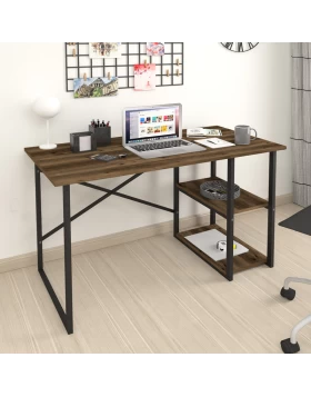 Odeon Megapap melamine reversible work desk in smoked walnut color 120x59.8x73.8cm.