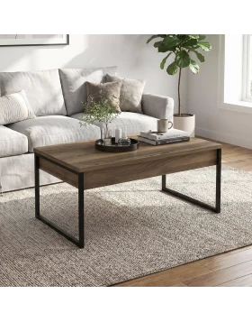 Orontes Megapap melamine coffee table in walnut color 90x56.6x40cm.