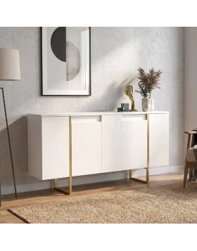 Μπουφές Orontes Megapap χρώμα λευκό - χρυσό 160x35,2x80εκ.