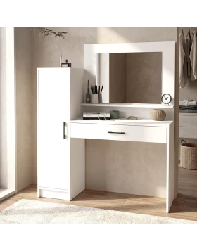 Kaunos Megapap melamine dressing table in white color 123.8x40x148.2cm.