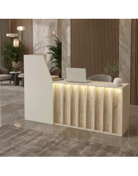 Γραφείο υποδοχής - reception Zegma Megapap με LED χρώμα sandstone - travertine 181,2x73,2x120εκ.