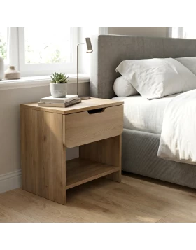 Mida Megapap melamine nightstand in sepet oak color 45x40x52cm.