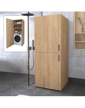 Miles Megapap melamine bathroom - laundry machine cabinet in sapphire oak color 70x70x180cm.