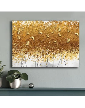 Golden Birds Megapap painting on canvas digital printing 100x70x3cm.