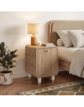 Doro Megapap melamine nightstand in sepet oak color 35.3x34x51cm.