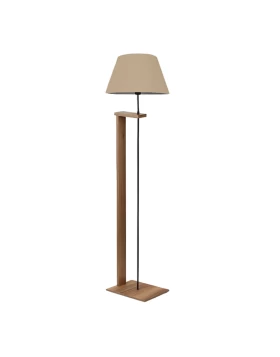 Moris Megapap MDF - fabric PVC floor lamp in walnut - beige color Φ38x150εκ.