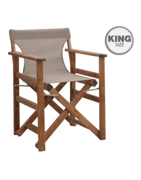 Queen Megapap folding director's armchair by beech in walnut with mocha cloth 61x57x86cm.