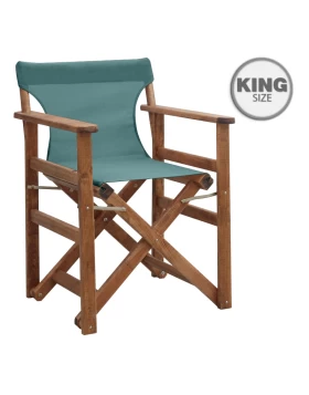 Queen Megapap folding director's armchair by beech in walnut with dark green cloth 61x57x86cm.