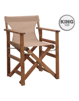 Queen Megapap folding director's armchair by beech in walnut with frappe cloth 61x57x86cm.