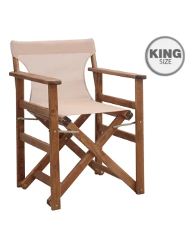 Queen Megapap folding director's armchair by beech in walnut with ecru cloth 61x57x86cm.