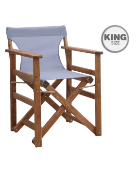 Queen Megapap folding director's armchair by beech in walnut with grey cloth 61x57x86cm.