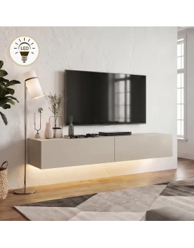 Έπιπλο τηλεόρασης επιτοίχιο Aristo Megapap με LED χρώμα sandstone 135x31,6x25εκ.