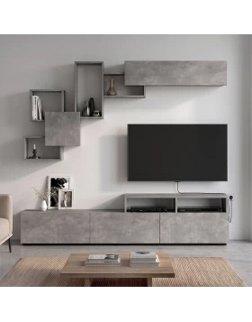 Stamatia Megapap melamine TV unit in concrete grey color 210x36,8x46,8cm.