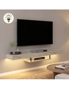 Έπιπλο τηλεόρασης επιτοίχιο Albares Megapap με LED χρώμα travertine 150x29,6x22εκ.