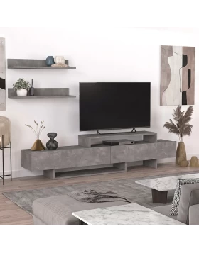 Nirvana Megapap melamine tv stand in concrete grey color 180x31,3x41,7cm.