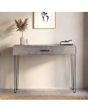 Κονσόλα Rochel Megapap χρώμα γκρι σκυροδέματος 120x35x89,8εκ.