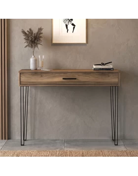 Rochel Megapap melamine console in walnut color 120x35x89,8cm.
