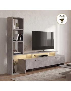 Σύνθεση τηλεόρασης Simal Megapap με LED χρώμα γκρι σκυροδέματος 168,2x31,3x120εκ.