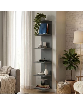 Silver Megapap melamine wall bookcase in anthracite color 34.6x31.5x180cm.