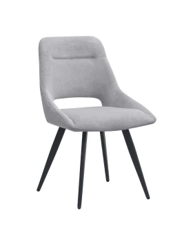 Firenze Megapap fabric dining chair in grey color with black metal legs 51x60x81cm.