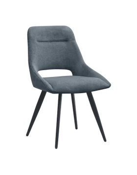 Firenze Megapap fabric dining chair in anthracite color with black metal legs 51x60x81cm.