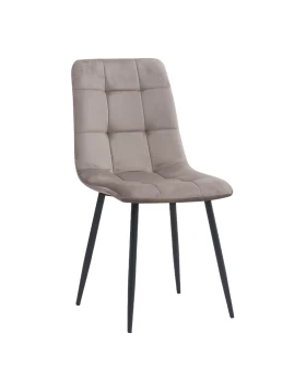 Tito Megapap velvet dining chair in beige color with black metal legs 44x55x88cm.