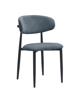 Viking Megapap fabric dining chair in anthracite color with black metal legs 46x53x80cm.