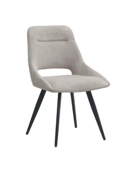 Firenze Megapap fabric dining chair in beige color with black metal legs 51x60x81cm.