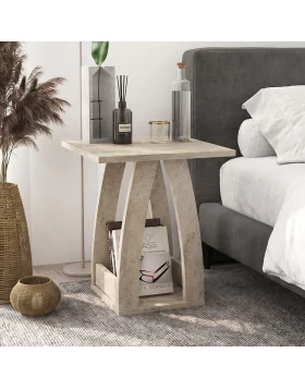 Deros Megapap melamine side table - nightstand in travertine color 45x45x56cm.
