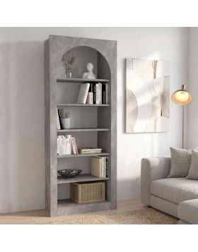 Βιβλιοθήκη Voila Megapap χρώμα γκρι σκυροδέματος 74x35x180εκ.