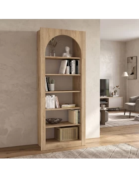 Voila melamine bookcase in sepet oak color 74x35x180cm.