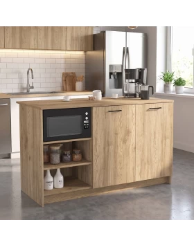 Peres Megapap melamine island kitchen cabinet in sepet oak color 150x70x91.8cm.