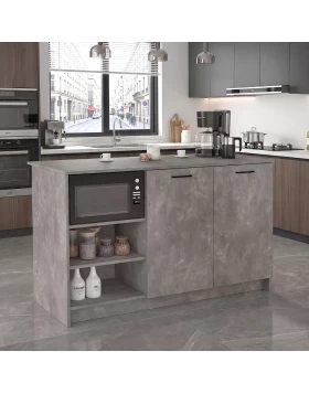 Peres Megapap melamine island kitchen cabinet in concrete grey color 150x70x91.8cm.