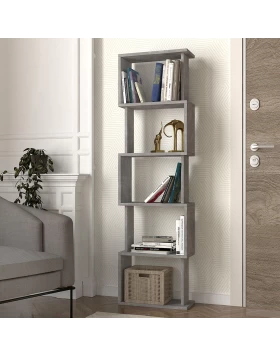 Alvina Megapap melamine bookcase in concrete grey color 45x19.6x158.8cm.
