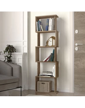 Alvina Megapap melamine bookcase in walnut color 45x19.6x158.8cm.