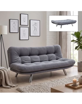 Hippo Megapap three seater fabric sofa bed in grey color 180x87x85cm.