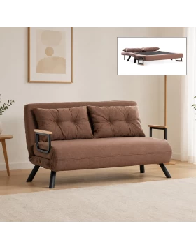 Sando Megapap fabric two seater sofa bed in light brown color 133x78x78cm.