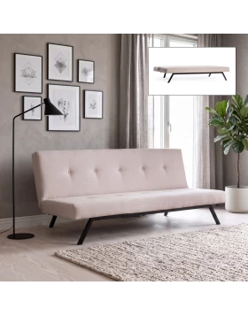 Zola Megapap three seater fabric sofa bed in cream color 180x64x78cm.