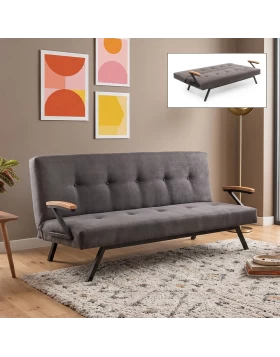 Zven Megapap three seater fabric sofa bed in grey color 180x64x78cm.