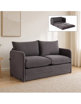 Saga XL Megapap fabric two seater sofa bed in grey color 148x70x66cm.