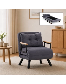 Sando Megapap fabric one seater chair - bed in grey color 60x78x78cm.