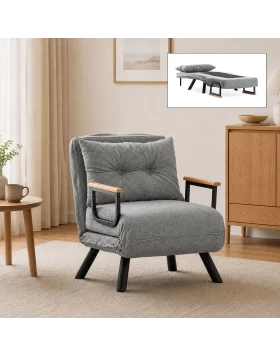 Sando Megapap fabric one seater chair - bed in light grey color 60x78x78cm.