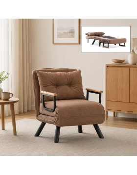 Sando Megapap fabric one seater chair - bed in light brown color 60x78x78cm.