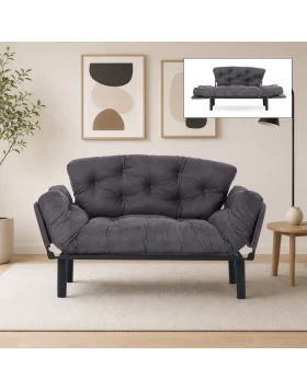 Nitta Megapap two seater fabric sofa bed in grey color 155x70x85cm.