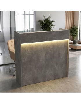 Wilko Megapap melamine welcome desk - reception with LED in concrete grey color 113.6x42x110cm.