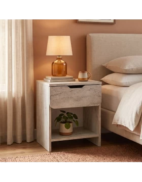 Mida Megapap melamine nightstand in travertine color 45x40x52cm.
