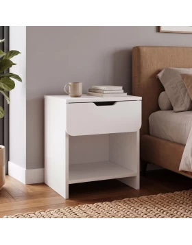 Mida Megapap melamine nightstand in white color 45x40x52cm.